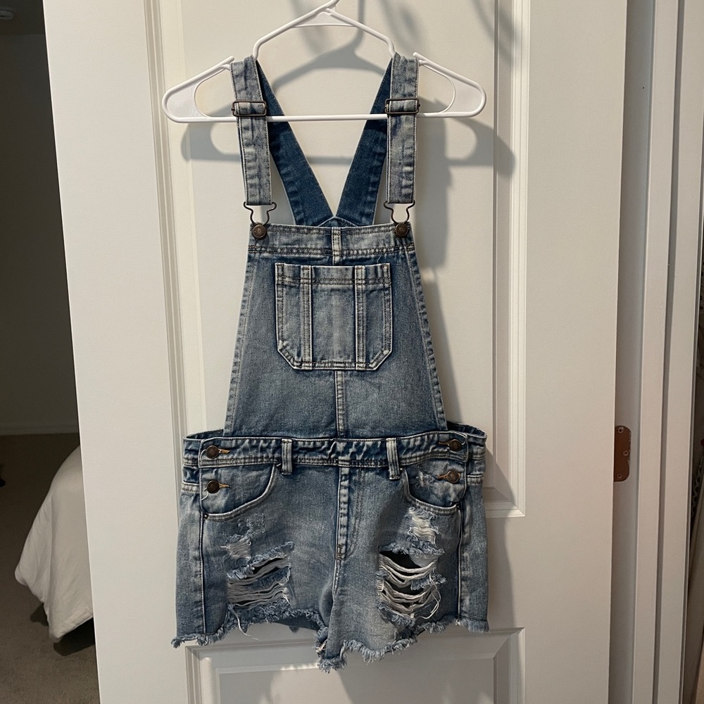 Forever 21 Distressed Overall Shorts